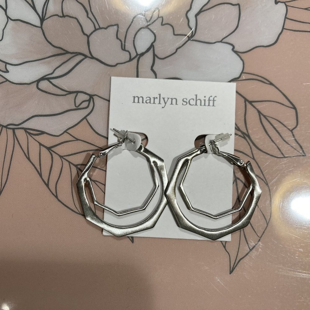 Marlyn Schiff Silver Hexagonal Earrings